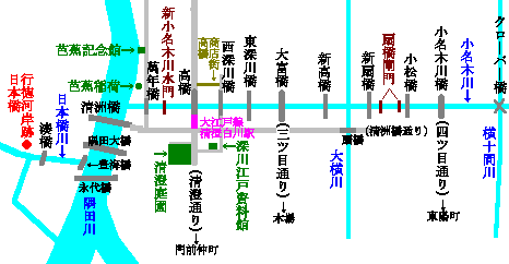 マップ：小名木川クローバー橋〜日本橋行徳河岸跡